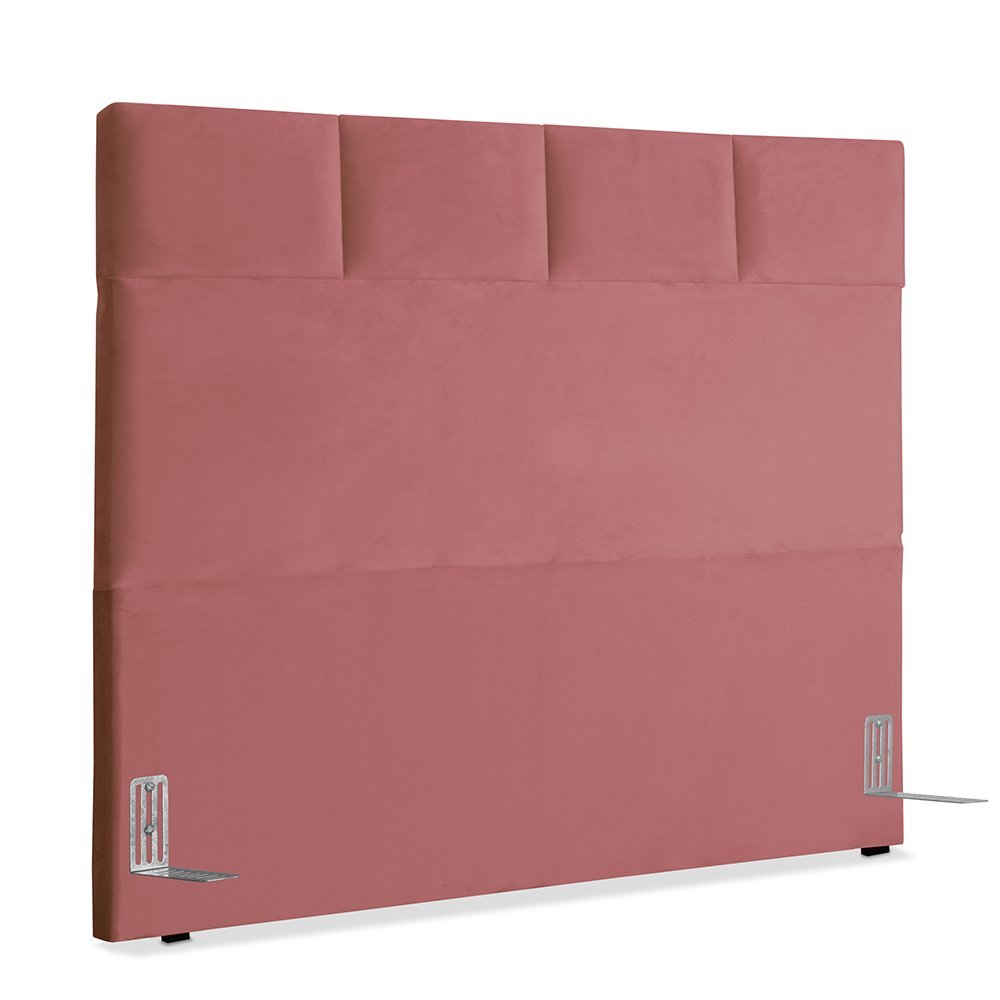 Cabeceira de Cama Box Viúva 128 cm Marjorie Inspire House Suede Veludo Goiaba