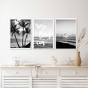 Ver imagem 2 de Kit 3 Quadros Praia Preto e Branco Resiliência 45x34cm:madeira Branca