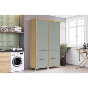 Paneleiro de Cozinha Modulado Marquesa C/ 4 Portas e 4 Gavetas 140cm Nature/verde - Nesher