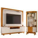 Ver imagem 1 de Estante Home Theater Nilo com Pés com Cristaleira Moss Cinamomo Off White - Madetec