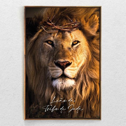 Quadro Decorativo Leão da Tribo de Judá Com Moldura e Sem Vidro 100x160