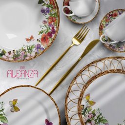 Conjunto Prato Fundo 6 pçs Flores Rattan - Alleanza - 2