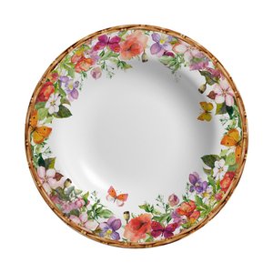 Conjunto Prato Fundo 6 pçs Flores Rattan - Alleanza