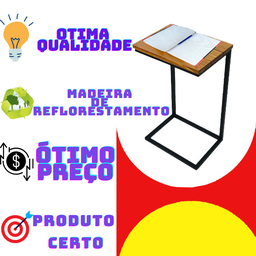 Mesinha Lateral Apoio Sofá Livros Notebook Home Office - 4