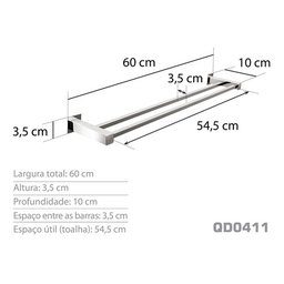 Toalheiro Duplo 60 Cm - Kromus Qd0411 - 4