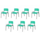 Ver imagem 2 de Kit 7 Cadeira Iso Infantil Creche, Escola Base Cinza Verde Água