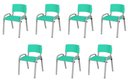 Ver imagem 2 de Kit 7 Cadeira Iso Infantil Creche, Escola Base Cinza Verde Água