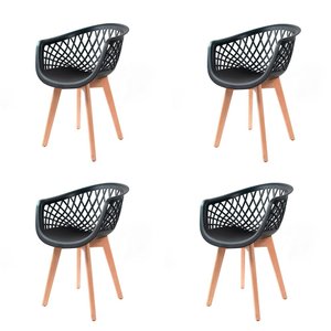 Kit 4 Cadeiras Para Mesa De Jantar Cozinha Sala Web Wood Madeira Preta