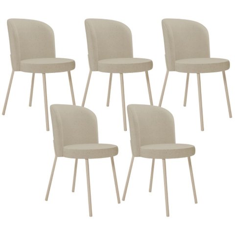 Kit 05 Cadeiras para Sala de Jantar Cozinha Estofada Gavi Arena L02 Linho Bege Escuro - Lyam Decor