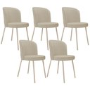 Ver imagem 1 de Kit 05 Cadeiras para Sala de Jantar Cozinha Estofada Gavi Arena L02 Linho Bege Escuro - Lyam Decor