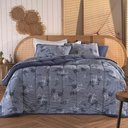 Ver imagem 1 de Kit Cobre Leito Casal 3 Pçs em Malha Floral Azul
