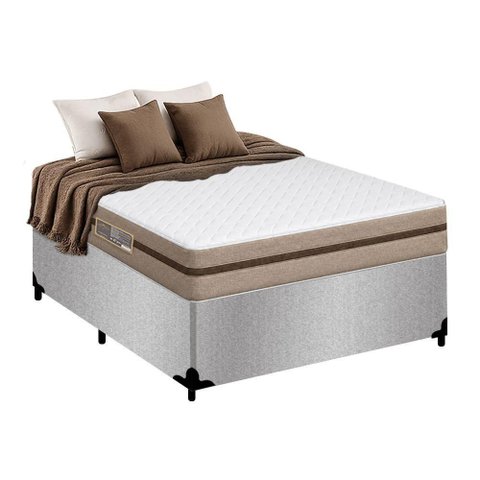 Cama Box Casal Suede + Colchão Molas Ensacadas Royal Sleep Bioclassic 138cm Cor:Cinza