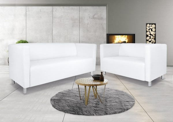 Conjunto Sofá 3 Lugares e Sofá 2 Lugares, Modelo Urbano, Tecido Korano Branco, Silla - 1