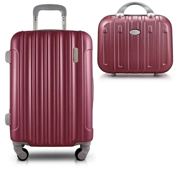 Kit Mala Rodinhas 360 Graus A Bordo + Frasqueira Trip - vinho - 1
