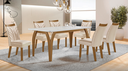 Ver imagem 1 de Mesa de Jantar 6 Lugares Agata com Vidro Cadeiras Veneza New Creme