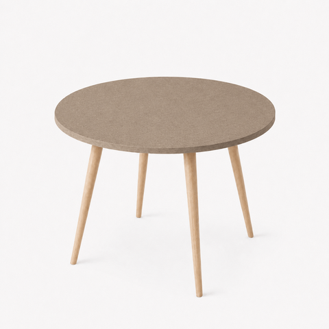 Mesa Jantar Sofia Redonda 80cm Linum 18mm Pés de Madeira Natural Marin
