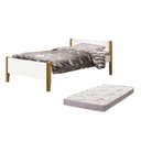 Ver imagem 1 de Cama Solteiro Simba Branco Fosco Pés Amadeirado com Colchão D20 - Reller Móveis
