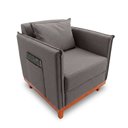 Ver imagem 1 de Poltrona Base de Madeira com Porta-revistas para Sala Confortável Linho Maya