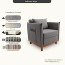 Ver imagem 6 de Poltrona Base de Madeira com Porta-revistas para Sala Confortável Linho Maya