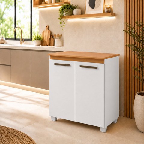 Balcão para Cozinha 2 Portas com Tampo em MDF Fox Espresso Móveis