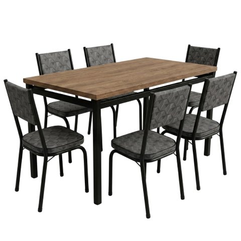 Conjunto de Mesa Sala de Jantar Atlanta 6 Cadeiras Diana