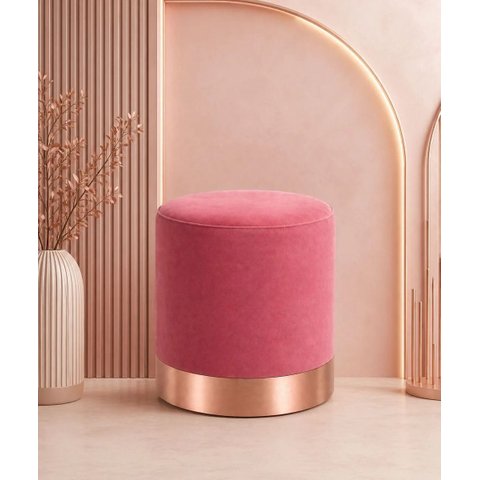 Puff Rodapé Rose Gold, Cor Rosa Antigo Veludo - Let Móveis