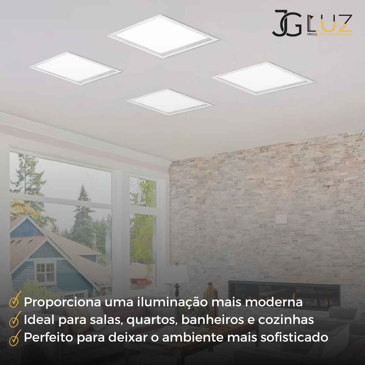 Plafon Luminaria Painel Quadrado de Led 24w 30cm Bco ou Pto - Branco - Bco Frio 6500k - 6