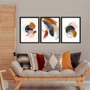 Ver imagem 1 de Kit 3 Quadros Decorativos Abstratos Sofisticados 24x18cm:moldura Preta