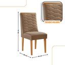 Ver imagem 3 de Mesa de Jantar Eloise Tampo Mdf Vidro com 6 Cadeiras Moderna Veludo Capuccino Off White Naturale