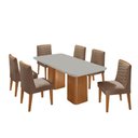 Ver imagem 2 de Mesa de Jantar Eloise Tampo Mdf Vidro com 6 Cadeiras Moderna Veludo Capuccino Off White Naturale