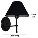 Ver imagem 6 de Arandela De Parede em Alumínio e Cúpula de Algodão Para Sala, Quarto Cabeceira De Cama - Preto e Cúp