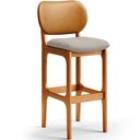 Ver imagem 3 de Kit 4 Banquetas Alta Bar Cozinha Jantar Betta L02 Imbuia Couríssimo Whisky Linho Bege - Lyam Decor