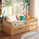 Ver imagem 1 de Cama Solteiro Madeira Maciça com Grades de Proteção e Gavetas Magna Kids Casatema MadeiraOriginals Madeiraoriginal