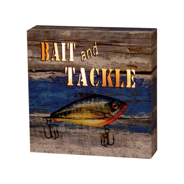 Quadro decorativo NTK iluminado com temática de pesca na medida de 15cm Isca - 1