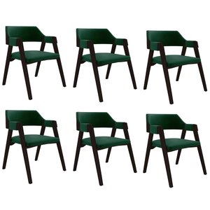 Kit 6 Cadeiras Sala de Jantar e Jogos Carteados Madeira Maciça Poker Veludo Verde/tabaco G42 - Gran