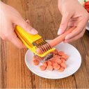 Ver imagem 6 de Fatiador de Banana Cortador de Frutas Legumes Salsicha Lâminas Inox Multiuso Chips Pepino