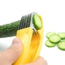 Ver imagem 4 de Fatiador de Banana Cortador de Frutas Legumes Salsicha Lâminas Inox Multiuso Chips Pepino