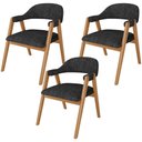 Ver imagem 1 de Kit 03 Cadeiras de Jantar e Estar Living Estofada Nadja L02 Linho Chumbo - Lyam Decor
