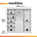 Ver imagem 3 de Guarda Roupas Casal Detalhes Frisados com Espelho 4 Portas 4 Gavetas Flex Viena