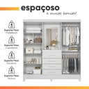 Ver mais imagens de Guarda Roupas Casal Detalhes Frisados com Espelho 4 Portas 4 Gavetas Flex Viena