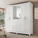 Ver imagem 2 de Guarda Roupas Casal Detalhes Frisados com Espelho 4 Portas 4 Gavetas Flex Viena