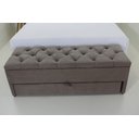 Ver imagem 3 de Puff Baú Gaveta (sapateira e Calçadeira) 120x40x45cm Marrom Acinzentado no Veludo Liso (capitonê)