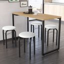 Ver imagem 1 de Conjunto Mesa de Cozinha Prattica Industrial 120cm com 4 Banquetas F02 Nature/Branco - Mpozenato