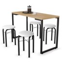 Ver imagem 3 de Conjunto Mesa de Cozinha Prattica Industrial 120cm com 4 Banquetas F02 Nature/Branco - Mpozenato