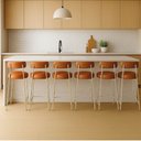 Ver imagem 1 de Banqueta Cozinha Alta com Encosto Industrial Champanhe Kit 6 Londres Pu D03 - D'Rossi