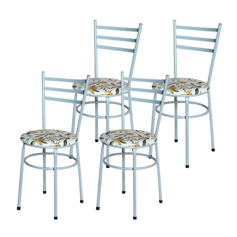 4 Cadeiras para Mesa Epoxi Cinza Assento Floral:floral Orquídea