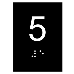 Kit 10 Placas Braile Ps do 5° Andar Elevador Preto - 1