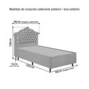 Ver imagem 5 de Kit Cama Box Solteiro + Cabeceira Estofada em Madeira Maciça Curva Provençal com Capitonê Cinza/Linho