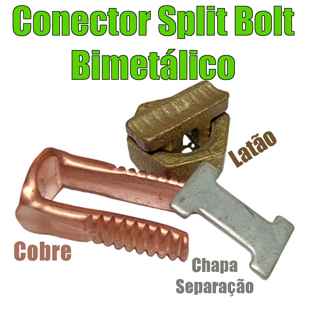 Kit 10 Split Bolt Conector Parafuso Fendido Bimetálico 10mm para Emenda Cabos Cobre Alumínio - 5