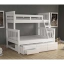 Ver imagem 1 de Beliche com Cama de Casal e Cama Auxiliar Madeira Maciça Branco Lavado Móveis Saraiva